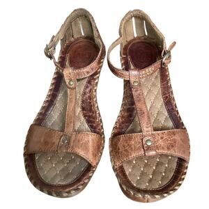 Ariat Shalimar Brown Leather T-Strap Wedge Heeled Gladiator sandals 8.5B